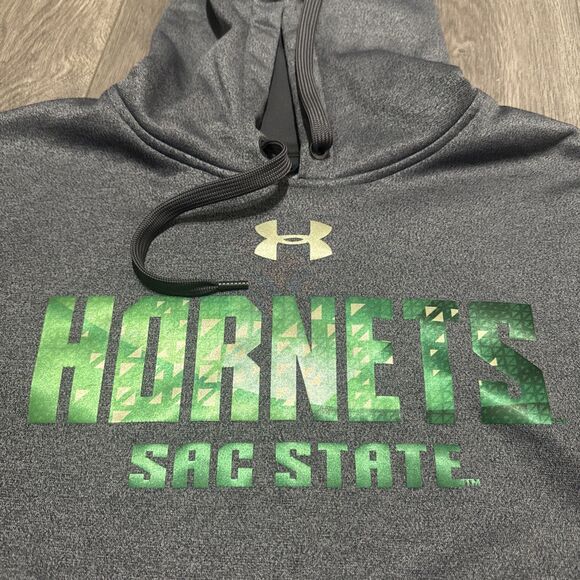 Under Armour Storm Hoodie Mens Large Loose Fit Gray Pullover Sac State Hornets - Picture 2 of 5